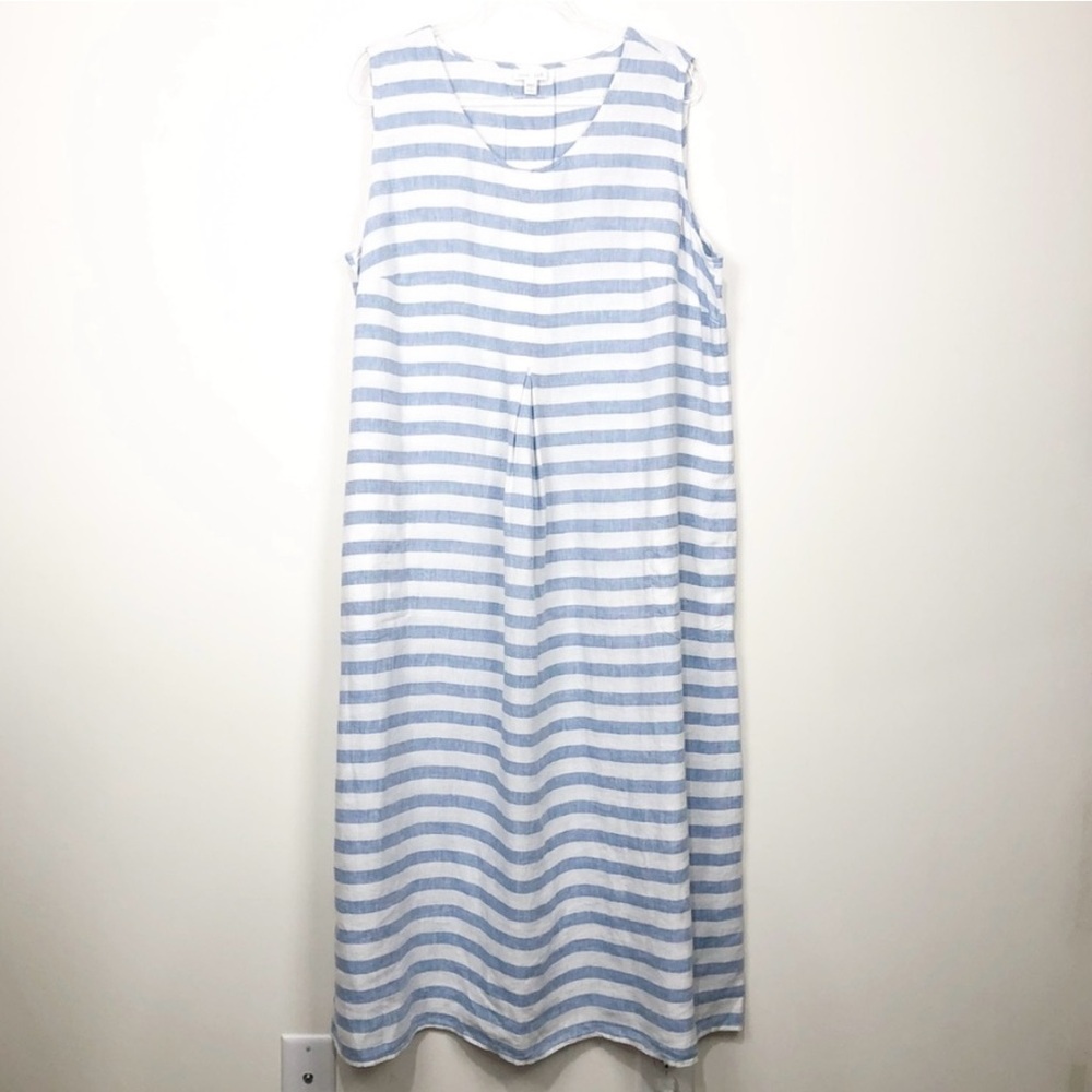 J. JILL | linen blue striped maxi dress 2X XXL